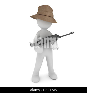 Eine schlechte 3d Mafiosi mit einem Gewehr. Stockfoto