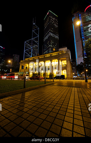 Alte legco Building in der Nacht in Central, Hong Kong Stockfoto