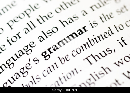 Das Wort "Grammatik" Fett in einem Buch Stockfoto