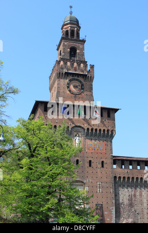 Die wichtigsten Turm Sforzesco Schloss in Mailand, Italien Stockfoto