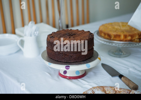 Hausgemachte leckere Biskuitkuchen bei einem Sommerschicksal in England Stockfoto