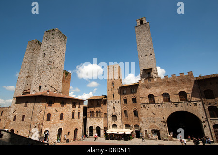 Piazza del Duomo, San Gimignano, Toskana, Italien, Europa Stockfoto