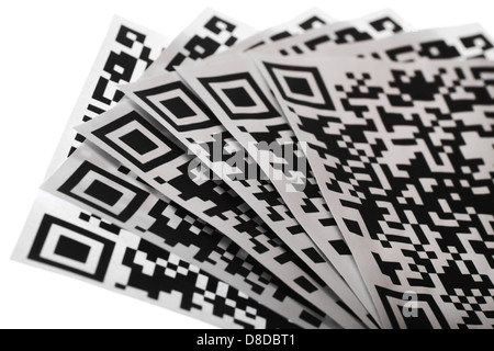 Detail von ein paar QR-Codes auf Papier gedruckt Stockfoto