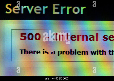 Server-Fehler-Seite Code 500 auf Computer-monitor Stockfoto