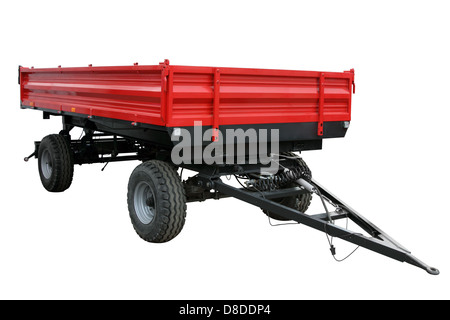 Der rote Traktor Warenkorb isoliert auf weißem Hintergrund Stockfoto