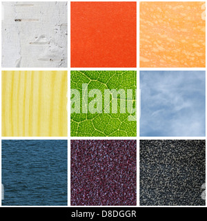 Collage mit neun Farben Texturen Stockfoto
