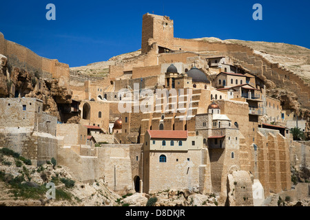 Großen Lawra von St. Sabbas Sanctified (Mar Saba) griechisch-orthodoxen Kloster, Kidrontal, Palästina Stockfoto