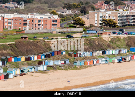 Milford am Meer Barton am Meer Luftaufnahme der Strandhütten Stockfoto