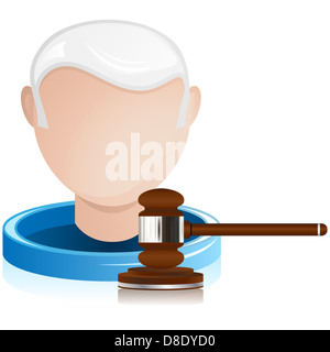 Vektor - Senior Richter mit Hammer der Gerechtigkeit Stockfoto