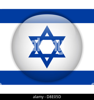 Vektor - Israel Flagge glänzend Knopf Stockfoto