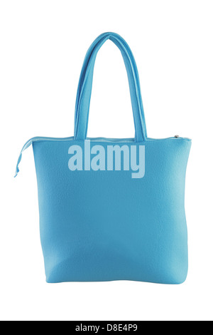 Hellblauer Stoff Damehandtasche Stockfoto