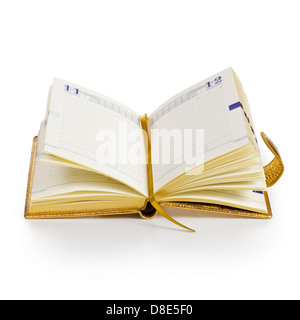 Offenen Notebook auf weißem Hintergrund Stockfoto