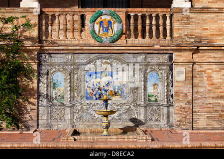 Malte Azulejos Keramikfliesen auf der Plaza de Espana in Sevilla, Spanien, Andalusien. Stockfoto