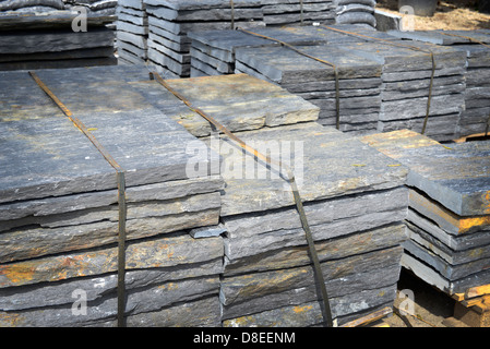 Stapel von Gebäude Schiefer für eine Baustelle Stockfoto