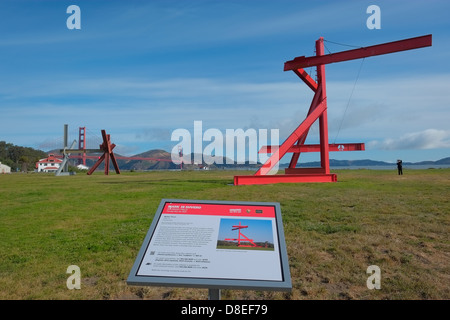 Bildhauer Mark Di Suveros Einbau in San Francisco. Stockfoto