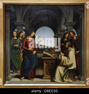 Pietro Perugino (1446/1450-1523). Italienischer Maler. Die Jungfrau erscheint St. Bernard. Altarbild. Öl auf Holz. Florenz. Stockfoto