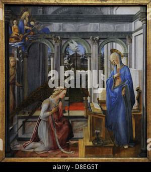 Fra' Filippo Lippi (1406-1469). Italienischer Maler. Frührenaissance. Die Verkündigung. 1443-1450. Öl auf Holz. Stockfoto