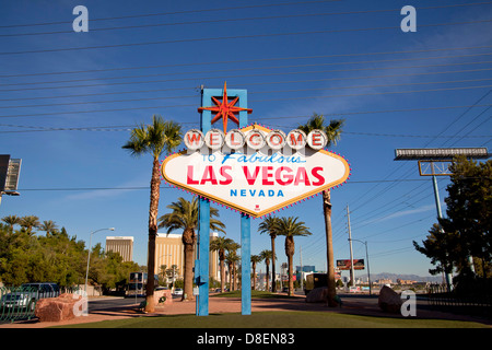 der berühmte melden Sie willkommen im fabelhaften Las Vegas, Nevada in Las Vegas, Nevada, Vereinigte Staaten von Amerika, USA Stockfoto