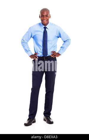 junge afrikanische amerikanische Geschäftsmann in voller Länge Portrait isoliert auf weiss Stockfoto