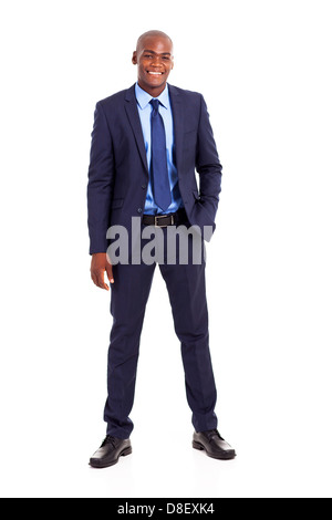 gut aussehend afrikanische amerikanische Geschäftsmann im Anzug, isoliert auf weiss Stockfoto