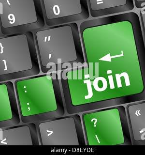 Online-Communities-Konzept mit Join auf Computer-Tastatur Stockfoto