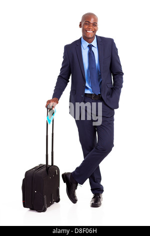 schwarze Business Traveller in voller Länge Portrait auf weiß Stockfoto