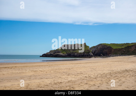 Blick entlang der Broad Haven Beach in Bosherston, auf der Pembrokeshire Coast National Park. Stockfoto