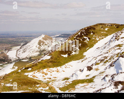 Der Erde Stadtmauer von einem alten Wallburg auf Caer Caradoc einem berühmten Hügel oberhalb Kirche Stretton Stockfoto