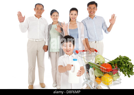 Ganze Familie einkaufen Stockfoto