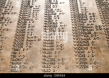 Namen der gefallenen bei Portsmouth War Memorial Stockfoto