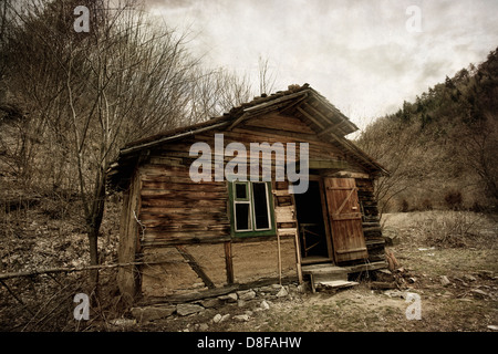 Vintage verlassenes Haus im Wald Stockfoto