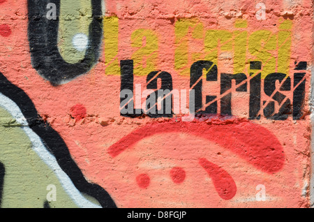 Politische Karikatur Graffiti, Martina Franca, Italien Stockfoto