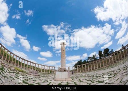 Das ovale Forum, Jerash, Jordanien Stockfoto