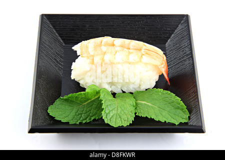 Hergestellt aus Garnelen Fleisch, Sushi Sushi ist eine Nahrung des japanischen. Stockfoto