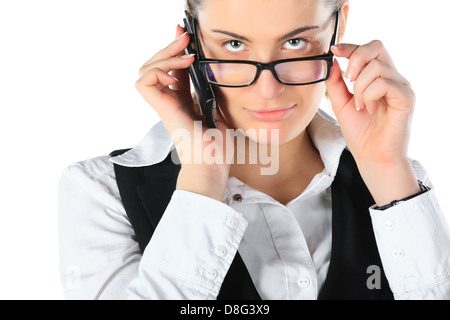 Geschäftsfrau, telefonieren mit Handy Stockfoto