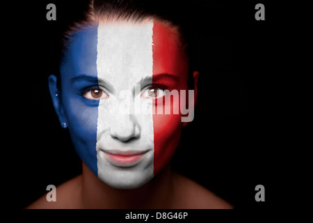 Frau mit der Flagge der Niederlande Stockfoto