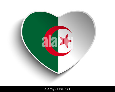 Vektor - Herz Algerien Fahne Papier Sticker Stockfoto