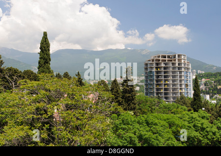 Blick in Richtung der Krimberge, Jalta, Krim, Ukraine Stockfoto