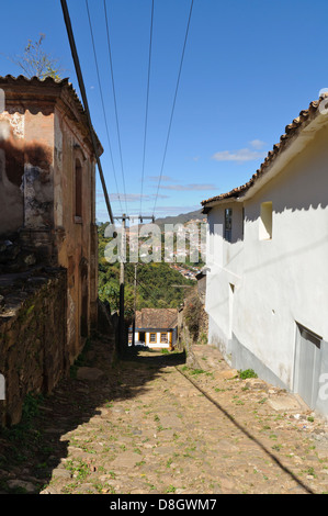 Gasse in Ouro Pretos Altstadt, Minas Gerais, Brasilien Stockfoto