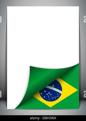 Vektor - Brasilien-Landesflagge Umblättern Stockfoto
