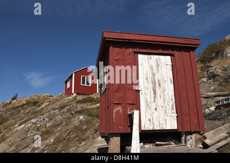 Kleine schwedische Häuser Stockfoto