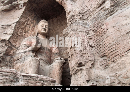 Riesige Buddha-Statue an die Yungang Grotten, Datong, China Stockfoto