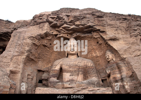 Riesiger Stein Buddha an die Yungang Grotten, Datong, China Stockfoto