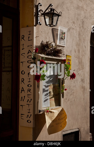 Gourmet-Restaurant in der Altstadt von Volterra, Toskana, Italien Stockfoto