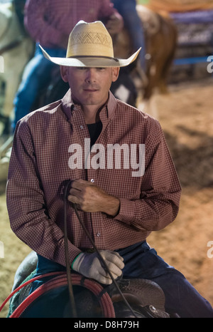 Cowboy-Teilnehmer beim Helldorado Tage professionelle Rodeo in Las Vegas Stockfoto