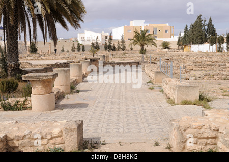 Mosaik auf dem Gelände des El Jem oder El Djem archäologische Museum Tunesien Stockfoto