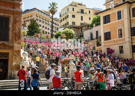 Viele Touristen auf der spanischen Treppe in Rom Stockfoto