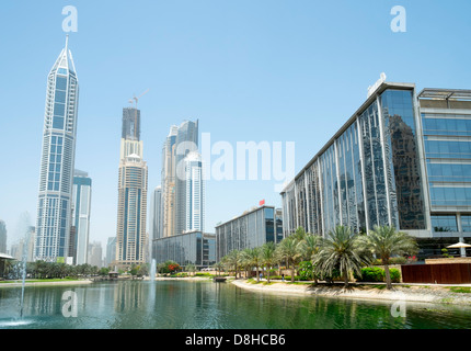 Ansicht von Bürogebäuden im Media City District in Dubai Vereinigte Arabische Emirate Stockfoto