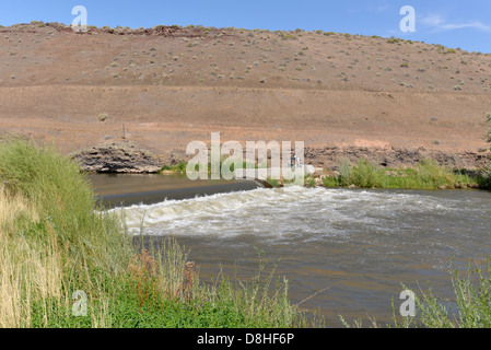 Flusswehr auf Bruneau River, Idaho. Stockfoto