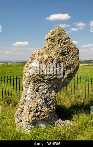 Die prähistorischen King Stone vermutlich bronzezeitlichen Grab Marker. Ein Ausreißer Rollright Steine, Oxfordshire, England Stockfoto